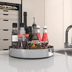 VAEHOLD Pantry Cabinet Lazy Susan Stainless Steel Black Spice Rack Turntable - Decorative Trays Storage Containers Organizer for Kitchen Cabinet, Snacks, Bathroom (12 inches) - Image 3