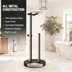 BESy Toilet Paper Holder Stand Adjustable Pivoting Design, Freestanding Tissue Roll Holder with Storage for Bathroom Floor, Tissue Rack Durable SUS 304 Stainless Steel Heavy-Duty Base Matte Black - Image 5