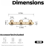 Goo-Ki Champagne Bronze Coat Rack Wall Mount with Orbit Rim Backplate, Modern Heavy Duty Zinc Alloy Coat Hooks, Soft Gold Hat and Towel Hanger Rail for Entryway, Bathroom and Mudroom (3 Hooks) - Image 2