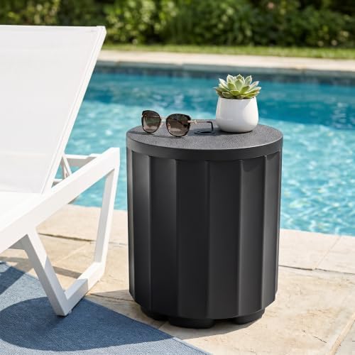 Umbrella Side Table with Hole, Patio Umbrella Base, 2 Pack, Black - Image 2