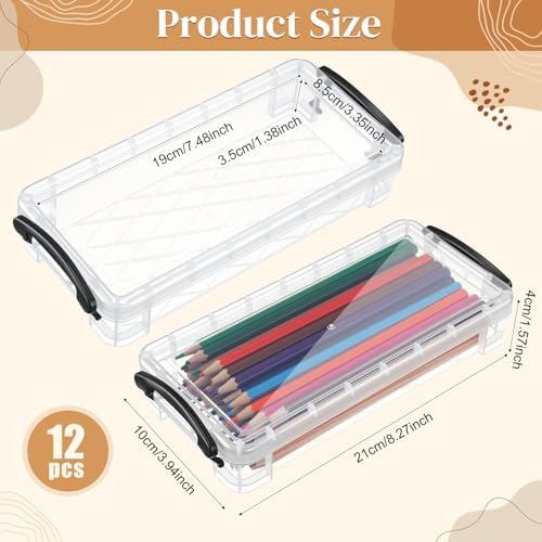 Gueevin 12 Pcs Pencil Box Clear Plastic Pencil Case, Grey - Image 2