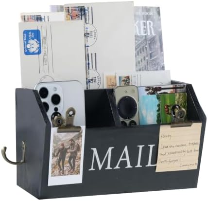 DLQuarts Solid Wood Mail Organizer Countertop or Wall Mounted, Matte Black by DLQuarts