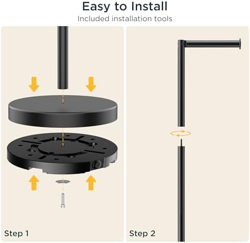 FORIOUS Toilet Paper Holder Stand with Storage for 4 Rolls, Matte Black - Image 6