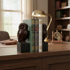 Braxio Decorative Owl Bookends Home Decor - Modern Abstract Black Book Stopper, Heavy Duty Non Slip Animal Book Ends for Shelves & Office Desk, Collectible Gift 4 x 4 x 9.3 Inch by BRAXIO