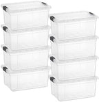 Superio 11 Quart Clear Plastic Storage Boxes with Lids, Stackable Organizer Containers, BPA-Free Storage Bins for Home, Office, School & Dorm, 8 Pack by Superio