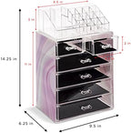Sorbus Makeup Organizer, 6-Drawer Acrylic 2-Piece Set (Tie Dye) - Image 3