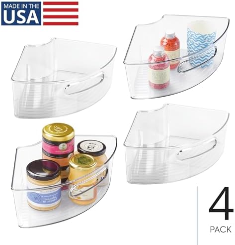 iDesign Lazy Susan 1/4 Wedge Bin with Handle, Set of 4, Clear - Image 2