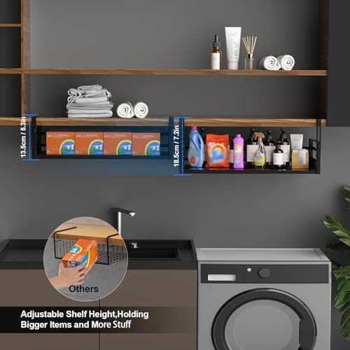 AmonHouseware 2Pack Expandable Under Shelf Storage Basket Organizer,Black - Image 4