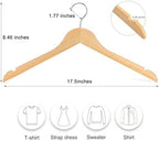 TOPIA HANGER Wooden Hangers 48 Pack, 0.28-inch Slim & Durable Clothes Hangers Space Saving, Natural Wood Hanger with 360°Swivel Hook and Non-Slip Shoulder Notches for Coat,Shirt,Camisole,DressCT51N48 - Image 3