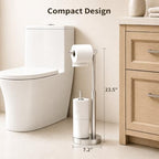 YUMORE Toilet Paper Stand with Storage & Weighted Base, Brushed Nickel - Image 2