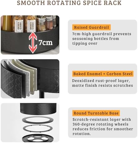 Rotating Spice Rack with Paper Towel Holder, Black - Image 6