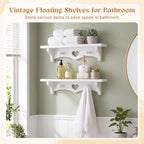 Novabright 2 Pcs Wooden Heart Shelf 16" Vintage Wall Shelf, White - Image 4