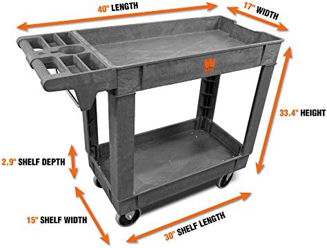 WEN 73009 500-Pound Capacity 40 by 17-Inch Two-Shelf Service Utility Cart - Image 2