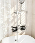 Shower Slide Bar Caddy Basket, Stainless Steel, 11 x 4.2 x 3.9 Inch, Adjustable Pole-Mounted Organizer for Shampoo and Body Wash - Image 6