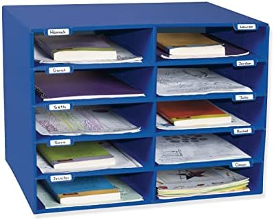 Classroom Keepers Sturdy Cardboard Mailbox, 10-Slot, Blue, 16-5/8"H x 21" W x 12-7/8"D, 1 Unit - Image 2