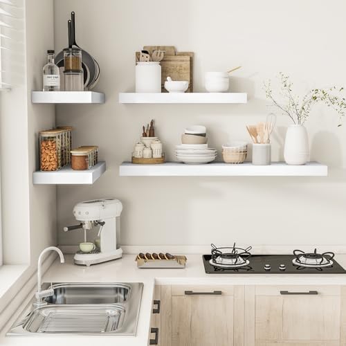 Vivelove 12" Deep Floating Shelves 24x12” Set of 2, White - Image 6