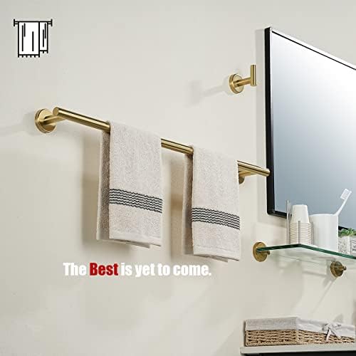 JQK Bath Towel Bar, 27 Inch Brushed Light Gold Towel Rack Bathroom, 304 Stainless Steel Thicken 0.8mm Towel Holder Wall Mount, Useable Length 24 Inch, TB110L24-BG - Image 4