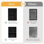 Yofidra Bamboo Silverware Organizer, 13.8 x 9.84 x 1.96 Inches Kitchen Utensil Drawer Organizer, Silverware Tray for Drawer with Fixed Slots for Spoons, Forks & Knives, Natural (Black) - Image 6