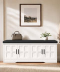 Akxomel 47.2" Shoe Storage Bench 4 Doors Wooden Entryway Bench White by Akxomel