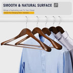 Wooden Coat Hangers - Wide Shoulder Hangers with Non Slip Pants Holder, Heavy Duty, for Men, Women, Suit, Coat, Jacket, Pants (Walnut, 10 Pack) - Image 5