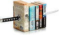 Book Ends Decorative, Modern Metal Funny Unique Black DVD Bookends for Shelves, Katana Book Stopper Holder for Office Home, Desk Gifts Book Stands for Men and Book Lovers by ZWCIBN
