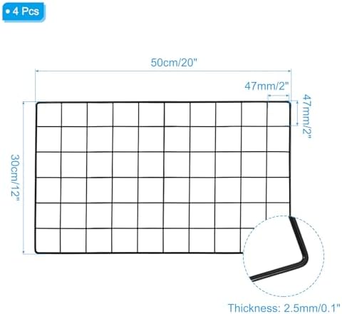PATIKIL Wall Grid Panel Metal Wire Photo 20x12 Black 4Pcs - Image 2