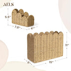 AELS Hand Woven Scalloped Basket Set, Magazine Rack & Remote Control Holder - Image 2