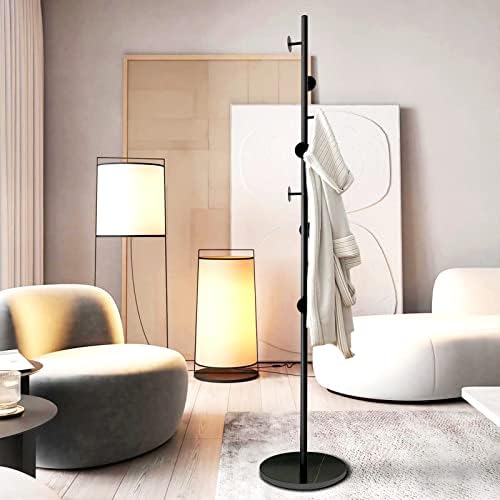 Coat Tree Freestanding, Metal Coat Rack Tree with 8 Hooks, Free Standing Hanger for Hats Scarves Purses Umbrellas, Coat Stands with Stable Base for Entryway Bedroom, Black - Image 2