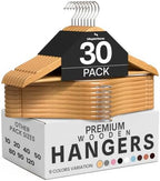 Utopia Home Wooden Hangers 30 Pack – Slim Suit Hangers Natural by UTOPIAHOME