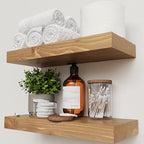 Natural Wood Floating Shelves for Wall 16 Inch Oak, Wooden Bathroom Shelf by BAOBABWORKSHOP