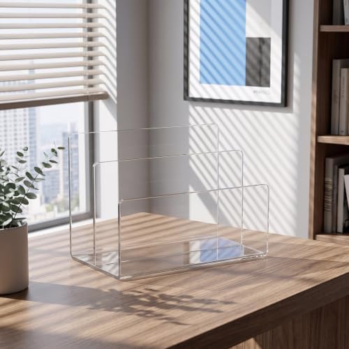 VICASKY Acrylic File Organizer Letter Sorter 2 Section for Desk - Image 5