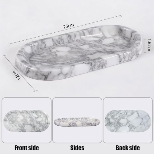 Oval Marble Tray for Bathroom, Marble Vanity Tray 10 x 5 x 0.6 - Image 5