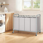 STORAGE MANIAC 4 Section Laundry Sorter, Laundry Hamper with Wheels, Gray - Image 6