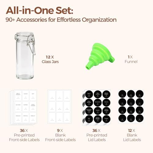 ComSaf Small Glass Spice Jars with Airtight Lids 4 oz 12 Pack with Labels - Image 5