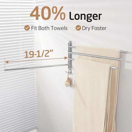 KES Swivel Towel Rack, Swing Arm Towel Bar 4-Arm Extra Long 19.5" Swing Out Towel Rack for Bathroom Wall, Hand Towel Rack Wall Mounted 18/8 Stainless Steel Polished Finish, A2103S4L50 - Image 2