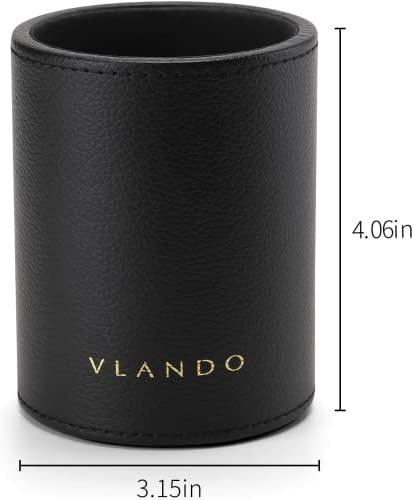 VLANDO Office Desk Organizer Leather Desktop Organizer Caddy with Drawer for Storing Desktop Supplies and Accessories (Black Set) - Image 6