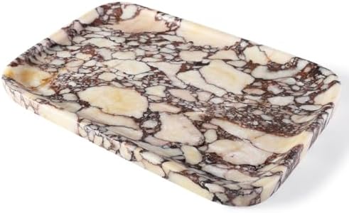 Karibiber Calacatta Marble Vanity Trays, Marble Bathroom Tray Countertop, Luxury Decorative Dresser Organizer, Purple&White Natural Stone Serving Tray for Kitchen, Perfume, Jewelry Holder Storage - Image 2