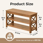 Bamworld Shoe Rack Bench with Storage 3 Tier Bamboo Shoe Bench Entryway Rustic Solid Wood Entryway Bench (X-Brown,31.5") - Image 2
