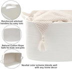 96L Woven Laundry Basket with Handles, Extra Blanket Basket,White - Image 3