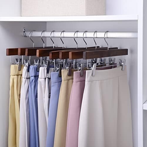 Nature Smile Solid Lotus Wood Deluxe Wooden Pants Hangers, Retro, 20 Pack - Image 2