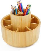 Utoplike Bamboo Rotating Art Supply Desk Organizer, Pencil Holder Desktop by Utoplike