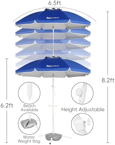 Seazul 6.5ft Sun Shade Umbrella, Portable Umbrella with Stand for Sports - Image 4