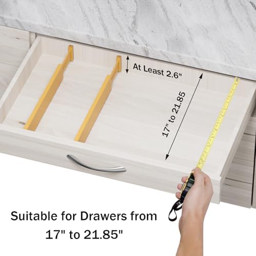 Bamboo Drawer Dividers Organizers, 2.56" High, 17"-21.8" Adjustable, 6 Pack - Image 5