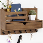 Key Holder Wall Mount, Mail Organizer with 7 Hooks and Storage Drawer by dreampossible
