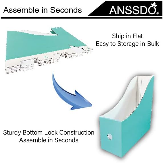 ANSSDO 24 Pack Teal Cardboard Magazine File Holder Storage Organizer - Image 5