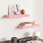 BAMEOS Pink Floating Shelves for Wall, 16" x 6" Wall Shelves for Room, Floating Book Shelves, Hanging Shelves for Bedroom, Bedroom, Living Room, Kitchen (Set of 2) - Image 6