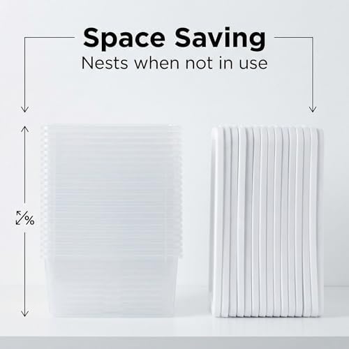20-Pack 6 Quart Storage Boxes – Clear Plastic Storage Bin with Snap, Shoe Boxes,Stackable Bins for Closet, Kitchen Storage, Office Organization,White - Image 6