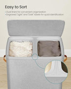 SONGMICS Laundry Basket, 170L Laundry Hamper with Lid, 2 Removable Bags - Image 3