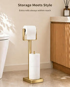 YUMORE Toilet Paper Holder with Storage & Weighted Base, Brushed Gold - Image 6
