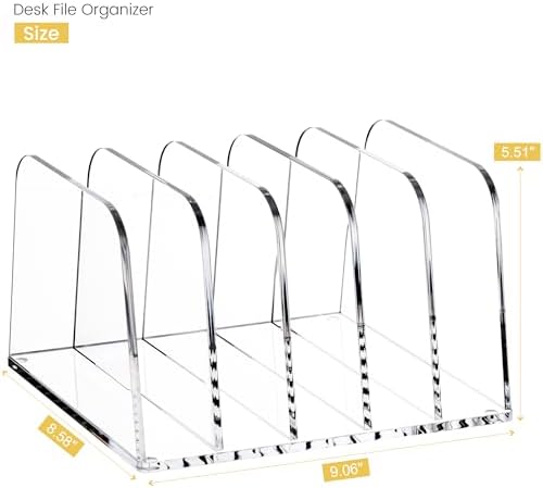 YUXUN Desk File Organizer,5-Section Vertical Clear Acrylic Desk Organizer File Holder Mail Sorter Office Organization for Office Home &Classroom（B5） - Image 3